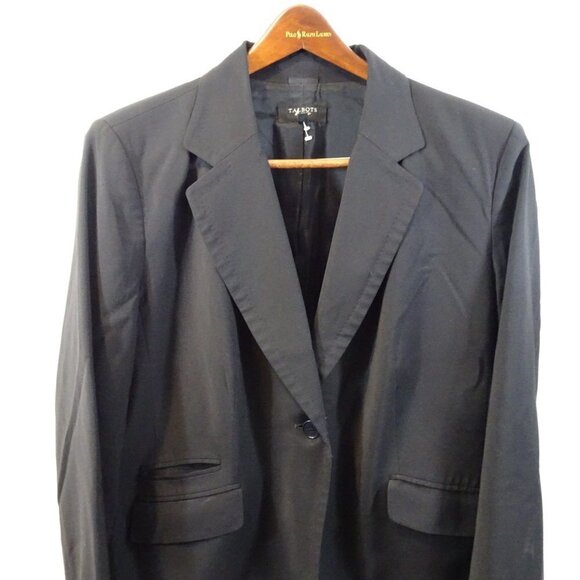 Talbots Blazer Jacket Women's 16W Black Lined 1-Button Wool Nylon Blend Career - Picture 2 of 5